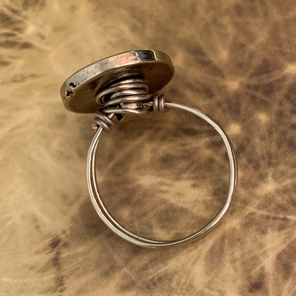 Geometric Style Button Ring Handmade - Picture 6 of 10